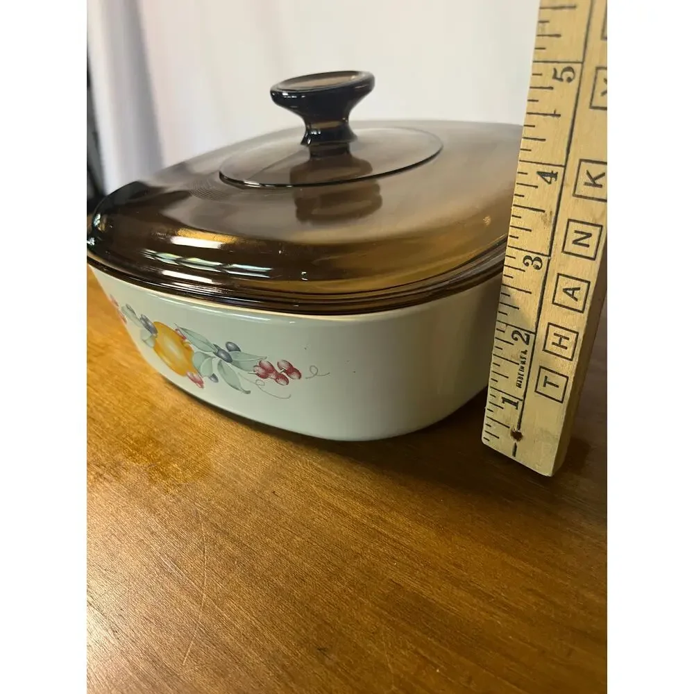Vintage Corning Ware Abundance A-2-B 2 Qt Casserole Dish with Amber Pyrex Lid